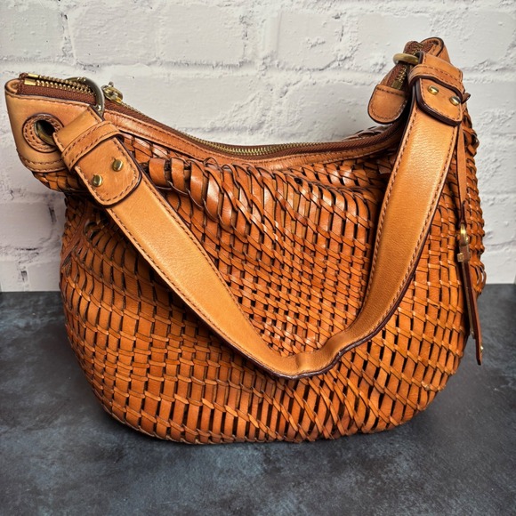 Cole Haan Handbags - Cole Haan Genevieve Hobo Bag Weaved Leather Tan